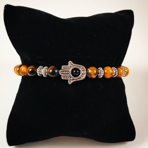 🔴 SALE !Men / women tiger eye hamsa bead bracelet - Picture 3 of 10